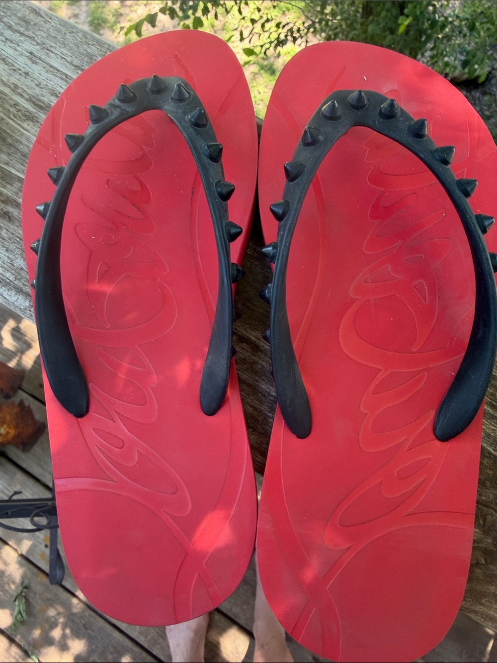 Christian Louboutin Red Rubber Flip Flop Soles